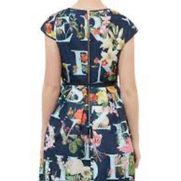 TED BAKER Navy Ottoman Alphabet Skater Dress Size 1 (Aus 8) - Picture 3 of 10